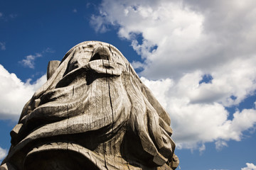 Wooden statue of the idol.