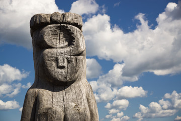 Wooden statue of the idol.