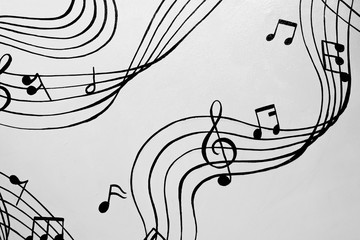 Aflutter of musical chords. A vector illustration.