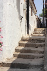 Steps going up to a residence in Fethiye,Turkey,July 2015
