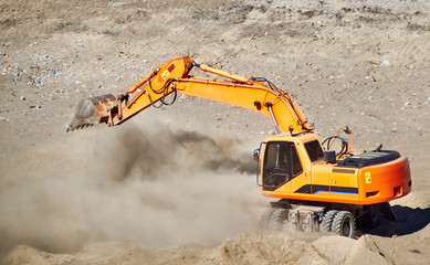 Excavator in action