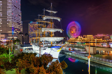 Yokohama, Japan cityscape at Minato-Mirai waterfront and nipponm
