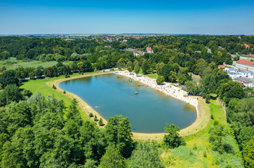 Fototapeta premium Aerial view on the swimming pool