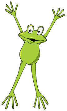 Vector Cartoon Of A Leaping Frog