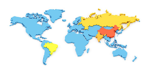 Fototapeta na wymiar World map of BRIC