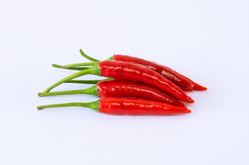 Red chili pepper on a white background.
