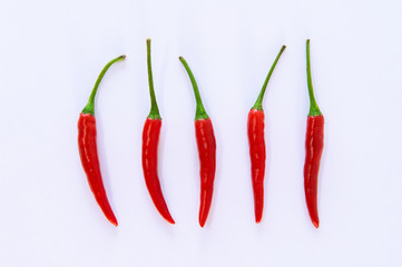 Red chili pepper on a white background.