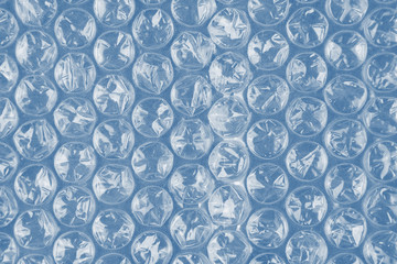 Blue plastic bubble wrap texture background
