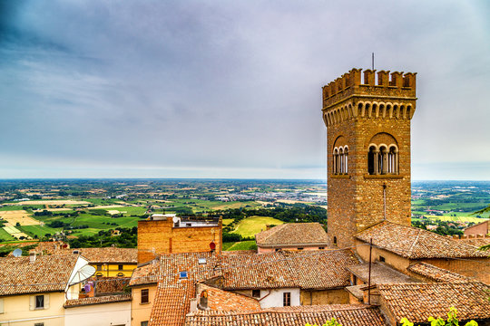 civic tower in the medieval village of bertinoro
