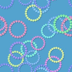 Seamless beaded bracelets pattern on blue