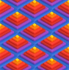 Poster Colorful 3D boxes pyramid background - vibrance cubes seamless pattern © 123dartist