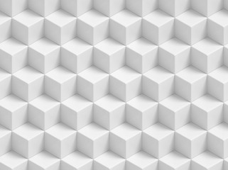Abstract white 3D geometric cubes background - seamless pattern