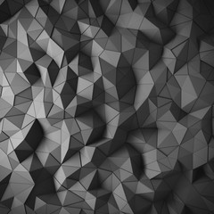 Abstract black 3D geometric polygon facet background mosaic made by edgy triangles