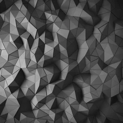 Keuken spatwand met foto Abstract black 3D geometric polygon facet background mosaic made by edgy triangles © 123dartist