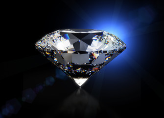 Big luxury diamond on black background isolated with clipping path © 123dartist