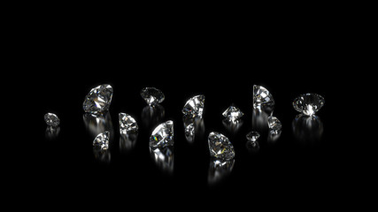 Luxury shining diamonds background on black