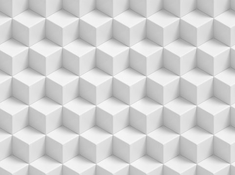 Abstract White 3D Geometric Cubes Background - Seamless Pattern