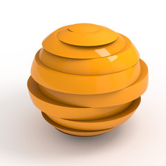 Sliced orange ball 3D render isolated with clipping path.