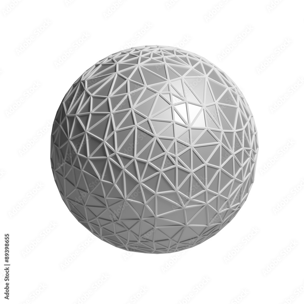 Poster triangular 3d sphere on white isolated with clipping path