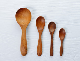 Wooden spoon and wood board background
