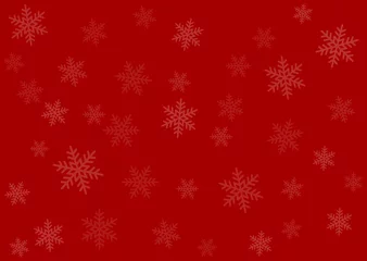Gardinen Roter Verpackungspapierhintergrund der frohen Weihnachten mit Schneeflocken © martialred