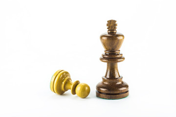 chess wood on white background