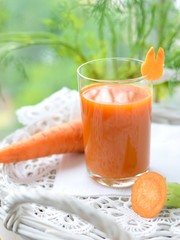 Glass of fresh carrot juice.