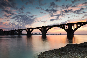 Fototapeta na wymiar sunset landscape with bridge