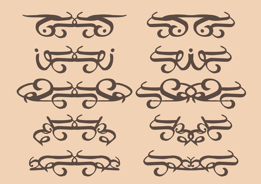 Vintage vector decorative design elements in sepia