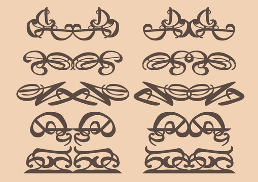 Vintage vector decorative design elements in sepia