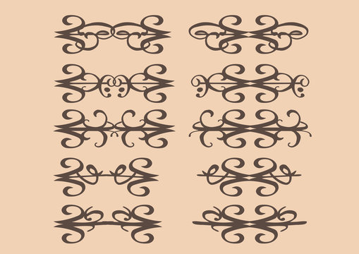 Vintage decorative vector design elements in sepia