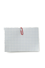 Piece of note paper on white background