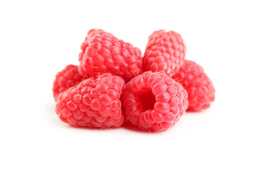 Red raspberry isolated on a white