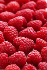 Red raspberry background, close up