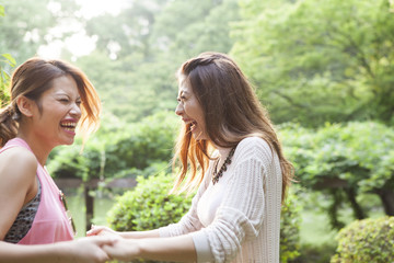 Two young women good relationship