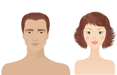 Man and woman portraits  isolated for design