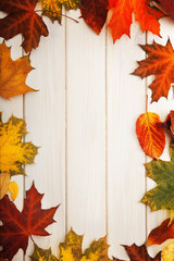 Obrazy na Plexi  jesienny liść na tle drewna