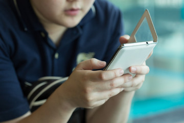 women lifestyle using a mobile phone with texting message on app