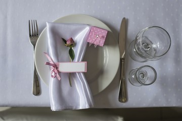 wedding table setup with rose