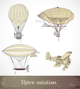 Retro aviation collection, Vector illustration.