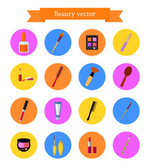 Icon set of cosmetic elements. Flat style