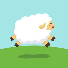 Jumping Sheep in Field Background 