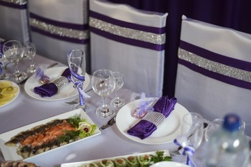 Fancy table set for a wedding dinner