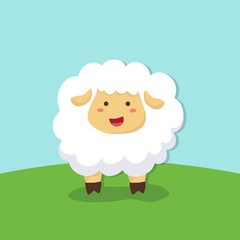 Cute Sheep Standing in Field Background
