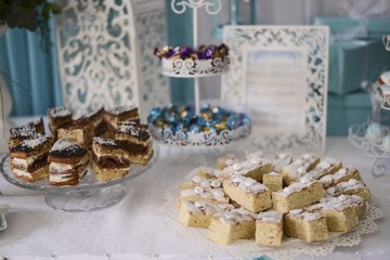 Dessert table for a wedding party. Candy bar