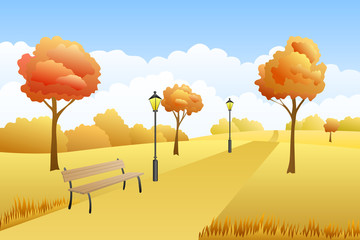 Park autumn landscape day illustration vector