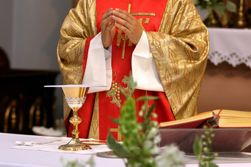 Priest celebrate wedding mass at the church