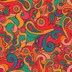 Fototapeta na wymiar Seamless abstract curly background with circles. Seamless colourful pattern can be used for wallpaper, pattern fills, web page background, surface textures
