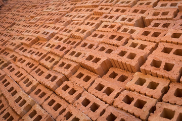 pile of brick block used for industrial in residential building