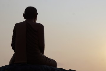 Thai monk statue in meditation